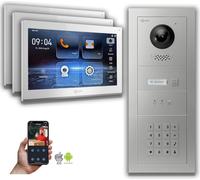 Interphone vidéo Goliath IP avec caméra, écran 10 pouces pour code numérique, couleur argent : 3 moniteurs : 10 pouces, blanc : boîtier en saillie Nombre de moniteurs : 3 moniteurs Couleur du moniteur