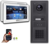 Interphone vidéo Goliath IP avec caméra, écran 7 pouces à code numérique, couleur anthracite : 2 moniteurs : 7 pouces, blanc : boîtier encastré Nombre de moniteurs : 2 moniteurs Couleur du moniteur : 