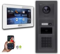 Interphone vidéo Goliath IP avec caméra, écran 7 pouces, code numérique et RFID, couleur anthracite : 1 moniteur : 7 pouces, blanc : boîtier encastré Nombre de moniteurs : 1 moniteur Couleur du monite