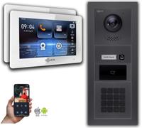 Interphone vidéo Goliath IP avec caméra, écran 7 pouces, code numérique et RFID, couleur anthracite : 2 moniteurs : 7 pouces, blanc : boîtier en saillie Nombre de moniteurs : 2 moniteurs Couleur du mo