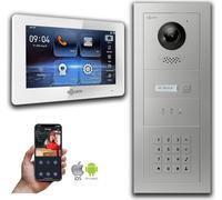 Interphone vidéo Goliath IP avec caméra, écran 7 pouces et clavier à code, couleur argent : 1 moniteur : 7 pouces, blanc : boîtier encastré Nombre de moniteurs : 1 moniteur Couleur du moniteur : 7 pou