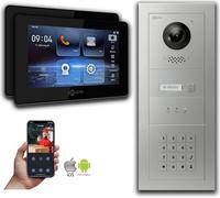 Interphone vidéo Goliath IP avec caméra, écran 7 pouces et clavier à code, couleur argent : 2 moniteurs : 7 pouces, couleur noir : boîtier encastré Nombre de moniteurs : 2 moniteurs Couleur du moniteu