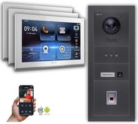 Interphone vidéo Goliath IP avec caméra, écran tactile 10 pouces à reconnaissance d'empreintes digitales, couleur anthracite : 3 moniteurs : 10 pouces, blanc : boîtier en saillie Nombre de moniteurs :