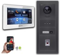 Interphone vidéo Goliath IP avec caméra, écran tactile 7 pouces et lecteur d'empreintes digitales, couleur anthracite : 1 moniteur : 7 pouces, blanc : boîtier encastré Nombre de moniteurs : 1 moniteur