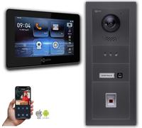Interphone vidéo Goliath IP avec caméra, écran tactile 7 pouces et lecteur d'empreintes digitales, couleur anthracite : 1 moniteur : 7 pouces, noir : boîtier encastré Nombre de moniteurs : 1 moniteur 