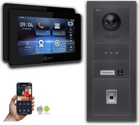 Interphone vidéo Goliath IP avec caméra, écran tactile 7 pouces et lecteur d'empreintes digitales, couleur anthracite : 2 moniteurs : 7 pouces, noir : boîtier encastré Nombre de moniteurs : 2 moniteur
