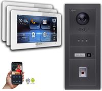 Interphone vidéo Goliath IP avec caméra, écran tactile de 7 pouces et lecteur d'empreintes digitales, couleur anthracite : 3 moniteurs : 7 pouces, couleur blanche : boîtier en saillie Nombre de monite