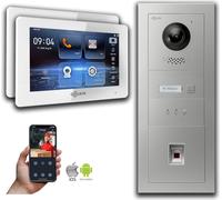 Interphone vidéo Goliath IP avec écran tactile d'empreintes digitales 7 pouces, couleur argent : 2 moniteurs : 7 pouces, couleur blanche : boîtier encastré Nombre de moniteurs : 2 moniteurs Couleur du