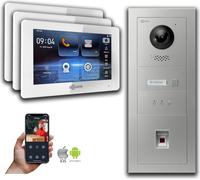 Interphone vidéo Goliath IP avec écran tactile d'empreintes digitales 7 pouces, couleur argent : 3 moniteurs : 7 pouces, couleur blanche : boîtier en saillie Nombre de moniteurs : 3 moniteurs Couleur 