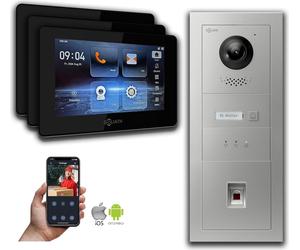 Interphone vidéo Goliath IP avec écran tactile d'empreintes digitales 7 pouces, couleur argent : 3 moniteurs : 7 pouces, couleur noir : boîtier en saillie Nombre de moniteurs : 3 moniteurs Couleur du 