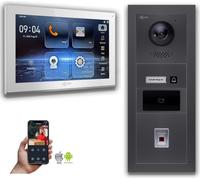 Interphone vidéo Goliath IP avec lecteur d'empreintes digitales RFID 10 pouces, couleur anthracite : 1 écran : 10 pouces, blanc : boîtier encastré Nombre d'écrans : 1 écran Couleur de l'écran : 10 pou