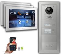 Interphone vidéo Goliath IP : écran 10 pouces pour maison de 3 logements, argenté : 10 pouces blanc : 4 ports POE : prise en saillie Raccordement : prise en saillie 4 ports POE Couleur de l'écran : 10