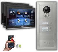 Interphone vidéo Goliath IP : écran 10 pouces pour maison de 3 logements, argenté : 10 pouces noir : 4 ports POE : raccordement par boîtier encastré : 4 ports POE Couleur de l'écran : 10 pouces noir M