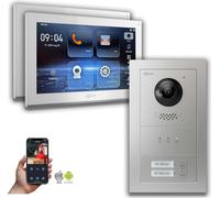 Interphone vidéo IP Goliath : 10 pouces, maison bifamiliale, écran, argent : 10 pouces, blanc : 4 ports POE : prise en saillie, connexion : prise en saillie 4 ports POE, couleur de l'écran : 10 pouces