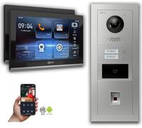 Interphone vidéo IP Goliath : 10 pouces, maison bifamiliale, empreinte digitale, RFID, argent : 10 pouces noir : 4 ports POE : raccordement en saillie : 4 ports POE Couleur de l'écran : 10 pouces noir