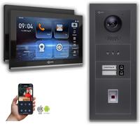 Interphone vidéo IP Goliath : 10 pouces, maison bifamiliale, reconnaissance d'empreintes digitales, écran, anthracite : 10 pouces, noir : 4 ports POE : prise en saillie : 4 ports POE Couleur de l'écra