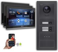 Interphone vidéo IP Goliath : 10 pouces, maison de 3 logements, écran, anthracite : 10 pouces, noir : 4 ports POE : raccordement en saillie : 4 ports POE Couleur de l'écran : 10 pouces, noir Montage :