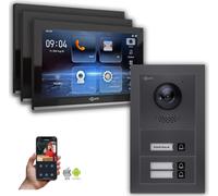 Interphone vidéo IP Goliath : 10 pouces, maison pour 3 familles, application pour smartphone, anthracite : 10 pouces, noir : 4 ports POE : raccordement en saillie : 4 ports POE Couleur de l'écran : 10