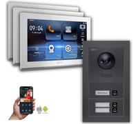Interphone vidéo IP Goliath : 10 pouces pour maison de 3 logements, application pour smartphone, anthracite : 10 pouces blanc : 4 ports POE : raccordement par boîtier encastré : 4 ports POE Couleur de