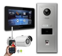 Interphone vidéo IP Goliath : 7 pouces 1 moniteur, RFID, empreintes digitales, caméra Wifi, argent : Boîte d'encastrement : 7 pouces en noir Sélection du moniteur : 7 pouces en noir Boîte de montage d