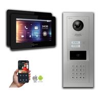 Interphone vidéo IP Goliath : 7 pouces, maison bifamiliale, RFID, code numérique, argent : 7 pouces noir : POE 4 ports : raccordement en saillie : prise POE 4 ports : couleur de l'écran : 7 pouces noi