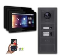 Interphone vidéo IP Goliath : 7 pouces, maison de 3 logements, modèle neutre, écran, anthracite : 7 pouces, noir : 4 ports POE : raccordement en saillie : 4 ports POE Couleur de l'écran : 7 pouces, no