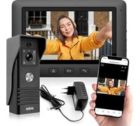 Interphone vidéo VDP Alph TUYA WiFi sans fil avec écran couleur 7 pouces, noir, Clever