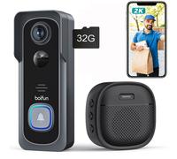 Interphones Boifun, sonnette vidéo intelligente, avec caméra, vision nocturne infrarouge, batterie de 5 200 mAh, détection de mouvement PIR, audio bidirectionnel