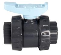 INTERPLAST Vanne PVC Ø 63 mm, Double Union, Poignée Bleue