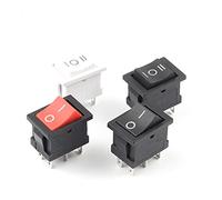 Interrupteur à bascule 5 PCS KCD2 ON-OFF-ON ON-ON Power Switch Bateau 6Pin 21X15mm DPDT Noir Blanc Bouton poussoir Interrupteur à bascule 6A/250VAC 10A/125VAC interrupteur industriel (Color : Black B
