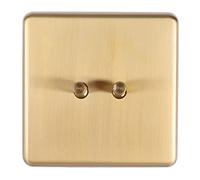 Interrupteur à Bascule à Double Commande, 10A en Acier Inoxydable | Finition brossée dorée, matériau durable, résistant au feu, design rétro
