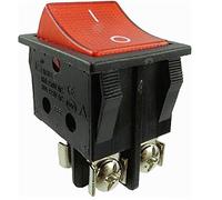 Lot de 2 interrupteurs à bascule encastrables avec contacts à vis, 2 pôles (4 broches) 16 A 250 ~ Interrupteur noir éclairé rouge