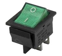 Interrupteur à bascule for bateau, 50 pièces/lot, perforé, 26 x 22 mm, 4 broches, marche/arrêt, avec ampoule 220 V et lumière LED 24, KCD4-201N(Green,220V bulb)