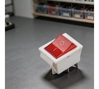 Interrupteur à bascule lumineux rouge DPST 4 bornes 16 A 240 V | Jeté simple à double pôle, 16 A 240 V, pour coque blanche avec lumière rouge, découpe 30 x 22 mm, cycles de 10 000