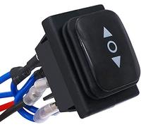 Interrupteur à bascule Momentanen - Noir - Polarité - Bateau inversion - Étanche - DC 12 V 10 A - Contrôle du moteur 6 broches - 3 positions (IN)-AUS-(EIN) AC 110 V-220 V avec fil KCD4-223-WM-BK+JT