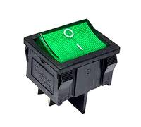 Interrupteur à bascule vert 4 broches 6 A 250 VAC 24 x 21 mm éclairé