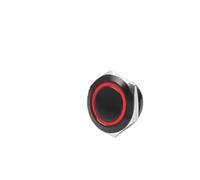 Interrupteur à bouton métallique, coque métallique, 12/16/19/22mm, tête plate étanche avec lumière LED d'alimentation instantanée 1NO 6V 24V(Red Ring,19MM_MOMENTARY_12-24V)