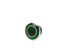 Interrupteur à bouton métallique, coque métallique, 12/16/19/22mm, tête plate étanche avec lumière LED d'alimentation instantanée 1NO 6V 24V(Gre Ring,12MM_MOMENTARY_12-24V)