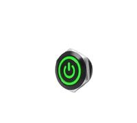 Interrupteur à bouton métallique, coque métallique, 12/16/19/22mm, tête plate étanche avec lumière LED d'alimentation instantanée 1NO 6V 24V(Green,22MM_MOMENTARY_12-24V)