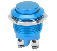 Interrupteur à Bouton Poussoir 220V, 16mm Métal Étanche IP67, Auto-Réinitialisation NO/NF, Mini Interrupteur Marche Arrêt en Acier Inoxydable pour Industrie, Automatisme, Sonnette (Bleu)