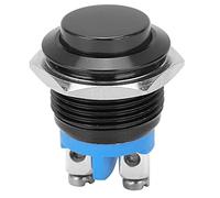 Interrupteur à Bouton Poussoir 220V, 16mm Métal Étanche IP67, Auto-Réinitialisation NO/NF, Mini Interrupteur Marche Arrêt en Acier Inoxydable pour Industrie, Automatisme, Sonnette (Noir)