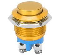 Interrupteur à Bouton Poussoir 220V, 16mm Métal Étanche IP67, Auto-Réinitialisation NO/NF, Mini Interrupteur Marche Arrêt en Acier Inoxydable pour Industrie, Automatisme, Sonnette (Jaune)