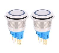Interrupteur à Bouton-poussoir 6 Broches 22 mm DC 12-24 V IP65 Acier Inoxydable Lot de 2 pour Applications Industrielles
