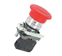 Interrupteur à bouton-poussoir champignon d'arrêt d'urgence, Contact 1NC, interrupteur de commande en alliage métallique 10A, bouton de commande du panneau rouge, 1 paquet(XB4 BC42,1NO)