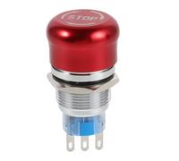 Interrupteur à Bouton-poussoir D'arrêt D'urgence 19mm Rouge Métal | Fonction de Coupure Immédiate, Montage Machine-outil, Forme Champignon, Laiton Nickelé Robuste