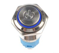 Interrupteur à bouton-poussoir en acier inoxydable de 16 mm avec LED rouge IP66 anti-vandalisme, verrouillage automatique, convient pour systèmes de contrôle 36 V (bleu)