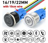Interrupteur à bouton - poussoir en métal personnalisé avec fil 16 / 19 / 22mm bricolage modifié on - off pour bateau de voiture étanche LED lumière 12V 24V Please Remark Number