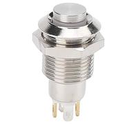 Interrupteur à bouton-poussoir étanche en métal de 10 mm, interrupteur de démarrage autobloquant avec corps en acier inoxydable et voyant lumineux rouge 3 V (Blanche)