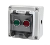 Interrupteur à bouton-poussoir étanche IP67 avec rabat de protection transparent 1NO 1NC - Boîtier en ABS - Blanc - 125 x 125 x 75 mm - Pour l'extérieur - Industrie