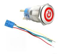 Interrupteur à bouton-poussoir marche/arrêt lumineux à DEL 12 V CC avec découpe de 19 mm pour voitures, bateaux, camping-cars avec mécanisme de verrouillage, indice de charge 5 A, configuration du